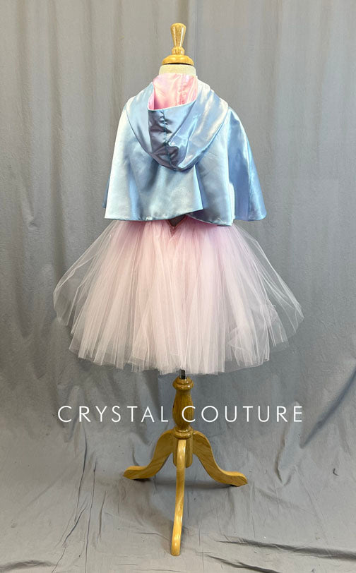 Light Pink Princess Bodice Tutu with Baby Blue Hooded Cloak - Rhinestones