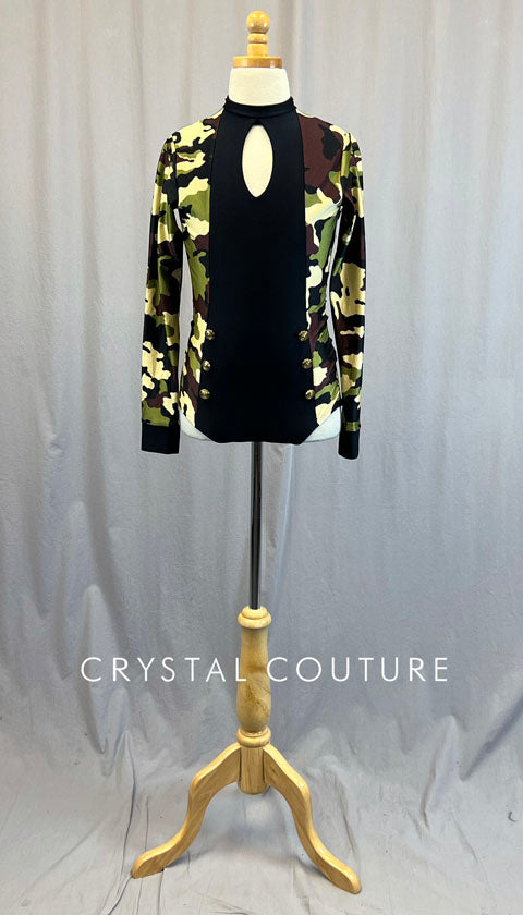 Black and Camo Long Sleeved Leotard