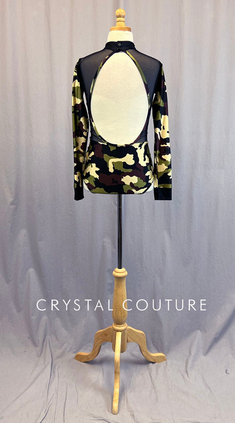 Black and Camo Long Sleeved Leotard