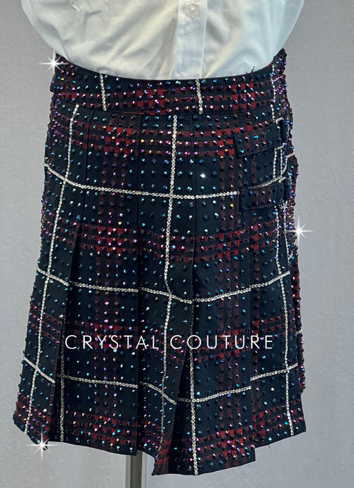 Academy Uniform with White Button Up & Plaid Skirt - Rhinestones