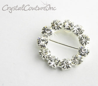 Crystal/Silver Rhinestone Round Buckle