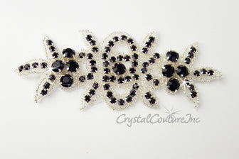 Amethyst Rhinestone/Silver Beaded Applique #3