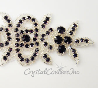 Amethyst Rhinestone/Silver Beaded Applique #3