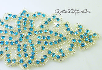 Aquamarine Beaded/Rhinestone Applique #1