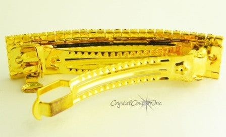 Crystal/Gold Rhinestone 6 Row 3.5" Barrette