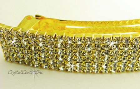 Crystal/Gold Rhinestone 6 Row 3.5" Barrette