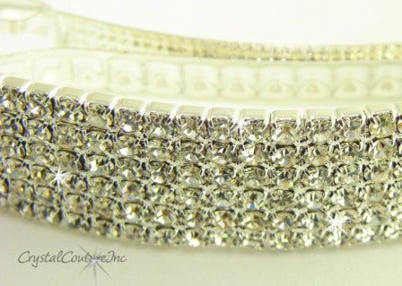 Crystal/Gold Rhinestone 6 Row 3.5" Barrette