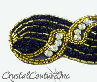 Black /Gold/Crystal Rhinestone Swirl Applique