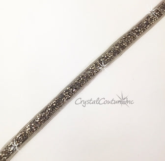 Black/Graphite Rhinestone Beaded Trim - per yard