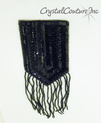 Black Beaded/Sequined Epaulette Applique