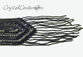 Black Beaded/Sequined Epaulette Applique