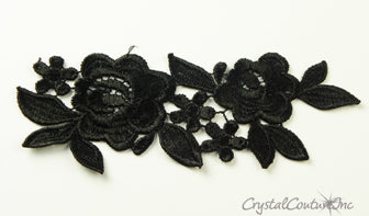 Black Floral Lace Embroidered Applique – Crystal Couture