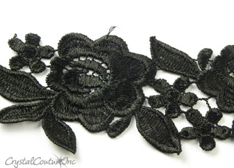 Black Floral Lace Embroidered Applique