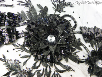 3D Black Embroidered Applique