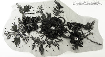 3D Black Embroidered Applique