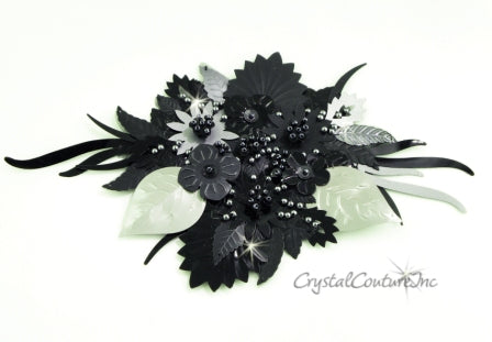 Black/Silver Sequin & Beaded Combo Applique