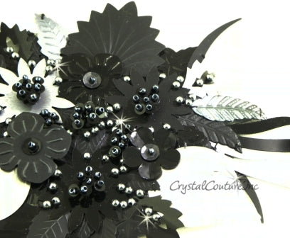 Black/Silver Sequin & Beaded Combo Applique