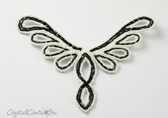 Black/Chalk White Beaded Applique