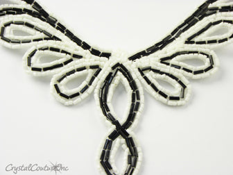 Black/Chalk White Beaded Applique