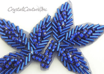 Sapphire Beaded Leaf Applique