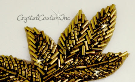 Bronze Beaded Leaf Applique