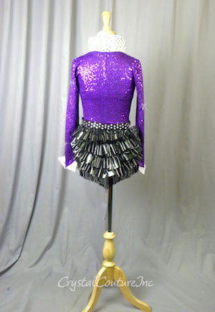 Tuxedo Inspired Purple Leotard with Black Skirt/Bustle - Swarovski Rhinestones