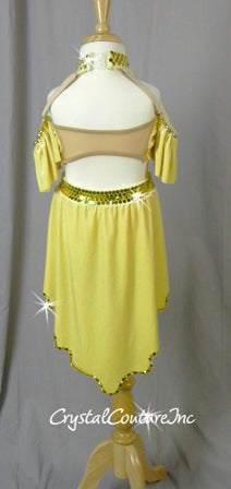 Yellow Velour Halter Top with Trunk/Half Skirt - Swarovski Rhinestones