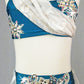 Teal Blue and Ivory Two-Piece with Attached Skirt - Swarovski Rhinestones
