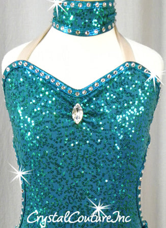 Emerald GreenZsa Zsa Leotard with Half Skirt - Swarovski Rhinestones