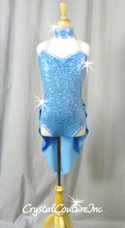 Lt Blue Zsa Zsa Leotard with Half Skirt - Swarovski Rhinestones