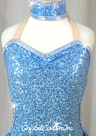 Lt Blue Zsa Zsa Leotard with Half Skirt - Swarovski Rhinestones