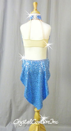 Lt Blue Zsa Zsa Leotard with Half Skirt - Swarovski Rhinestones