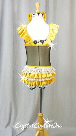 Custom Black & White Connected 2 pc with Yellow Accents - Swarovski Rhinestones