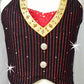 Custom Black/Red/Gold Crop Vest & Briefs with Attached Half Skirt - Swarovski Rhinestones