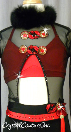 Black Biketard and Bra Top - Swarovski Rhinestones