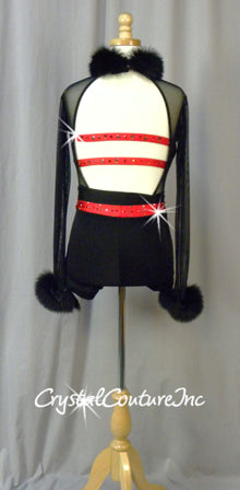 Black Biketard and Bra Top - Swarovski Rhinestones