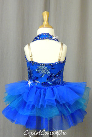 Royal and Teal Blue Tutu with Embroidered/Sequin Bodice - Rhinestones