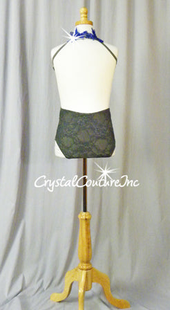 Custom Gray Floral Lace Mock-Neck Leotard - Appliques & Swarovski Rhinestones
