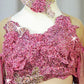 Custom Blush Pink Sheer Mesh Unitard with Lace Appliques and Ombre Wings - Swarovski Rhinestones
