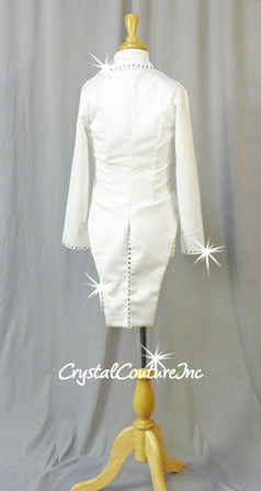 White Leotard with Tuxedo Style Jacket - Swarovski Rhinetones