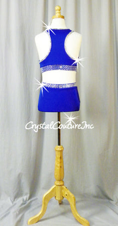 Royal Blue 2-Piece Crop Top and Brief - Swarovski Rhinestones