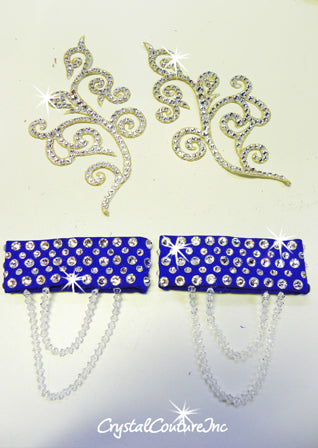 Royal Blue 2-Piece Crop Top and Brief - Swarovski Rhinestones