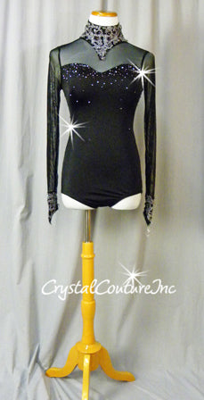 Black Lycra Leotard - Swarovski Lt Siam AB Rhinestones – Crystal Couture