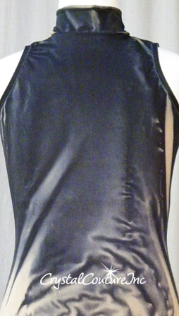 Gray/Nude Marble Leotard with High Neck and Open Back