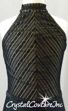 Black Textured Lace & Lycra Leotard with Nude Lining
