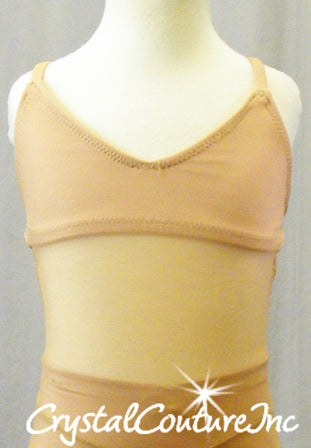 Custom Nude Mesh Body Suit with Lycra Crop Top and Trunks