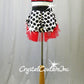 Black/White Polka Dot Top and Booty Shorts/Skirt with Red Accents - Rhinestones