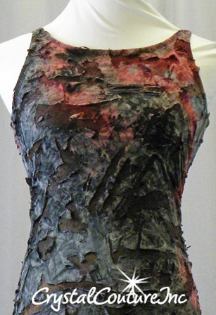 Charcoal Gray, Black, Ruby Red Leotard with Open Back