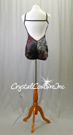 Charcoal Gray, Black, Ruby Red Leotard with Open Back