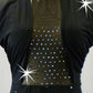 Black Long Sleeve Sheer Mesh Dress/Leotard - Swarovski Rhinestones